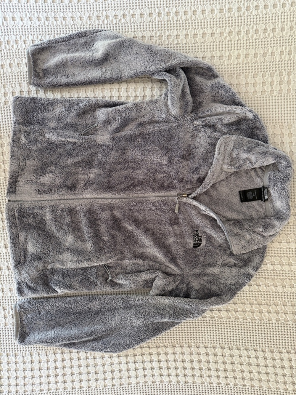 The North Face Women's Light Gray Teddy Fleece Full-Zip Jacket